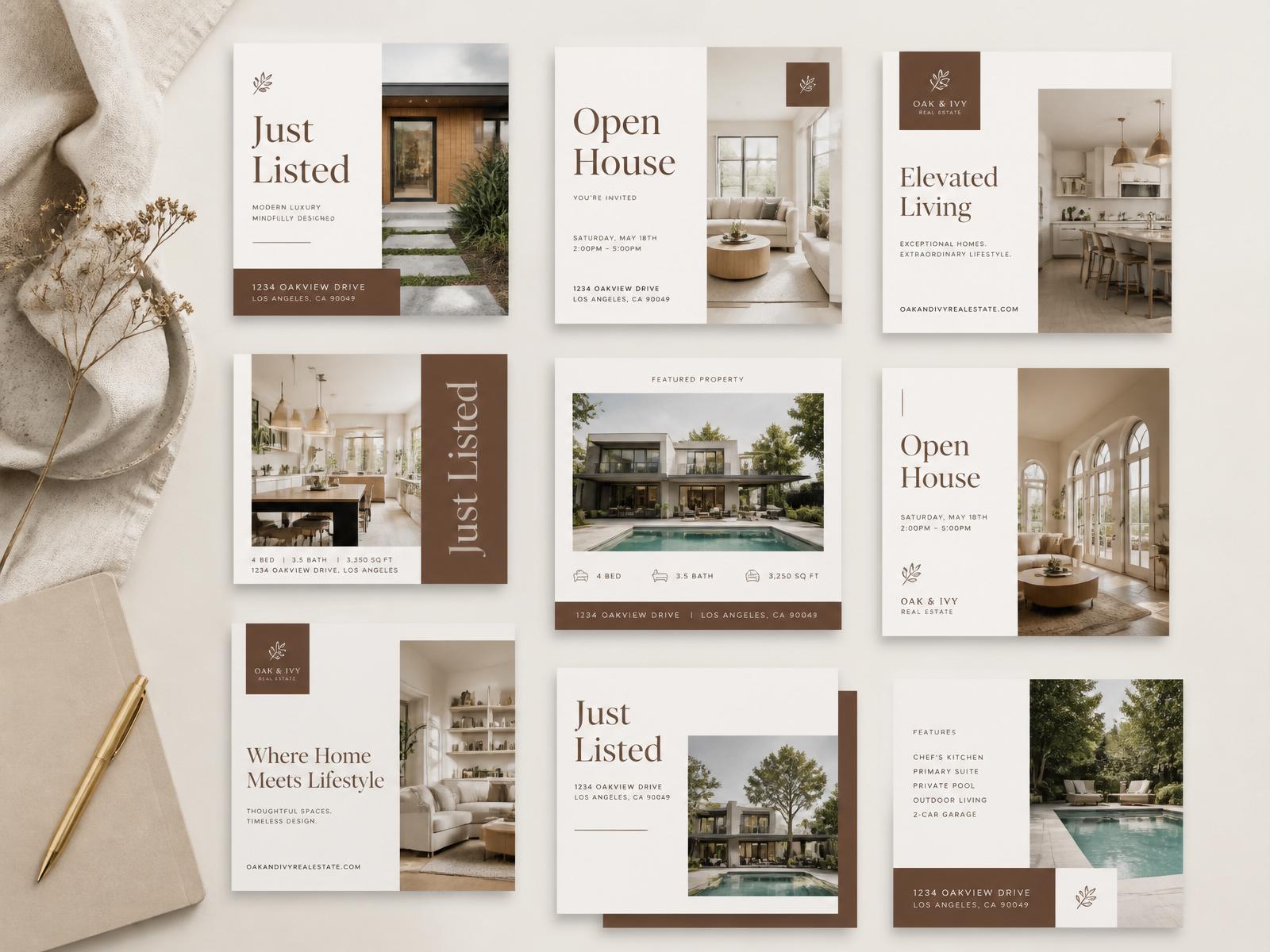 Luxury real estate Instagram templates collage